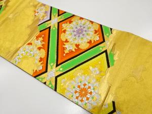 アンティーク　雲に斜め格子・華紋織り出し袋帯（材料）